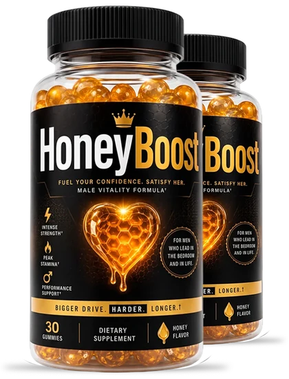 Two HoneyBoost bottles (brand render)