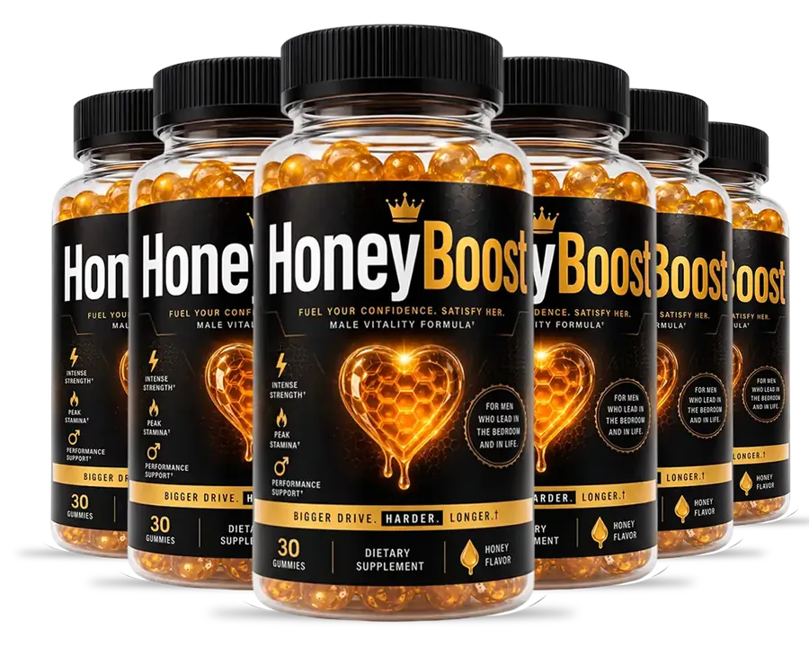 6 HoneyBoost bottles (brand render)